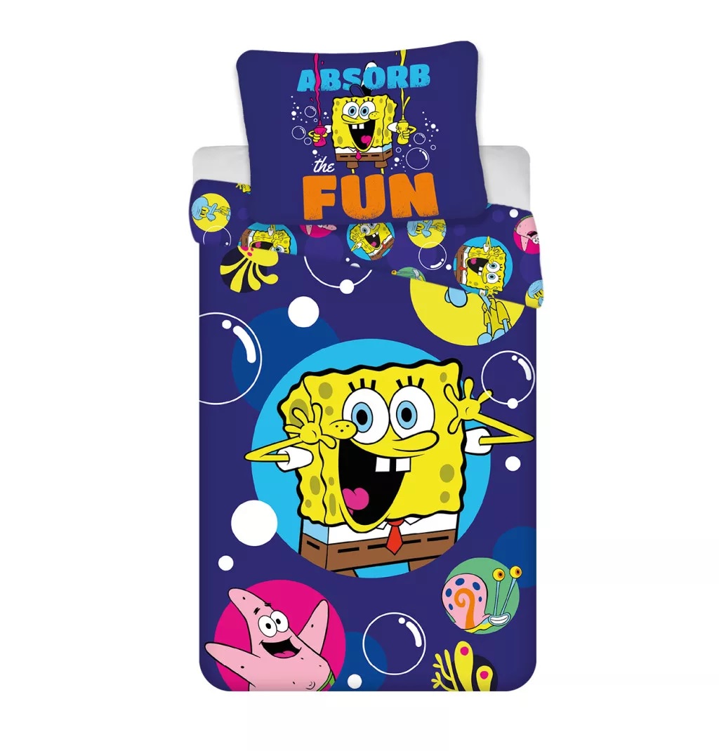 Detské obliečky do postieľky 100x135 SPONGEBOB modré