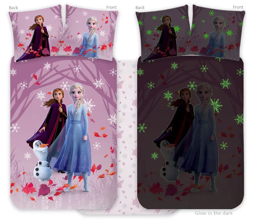 Detské obliečky do postieľky 100x135 FROZEN purple - svietiace