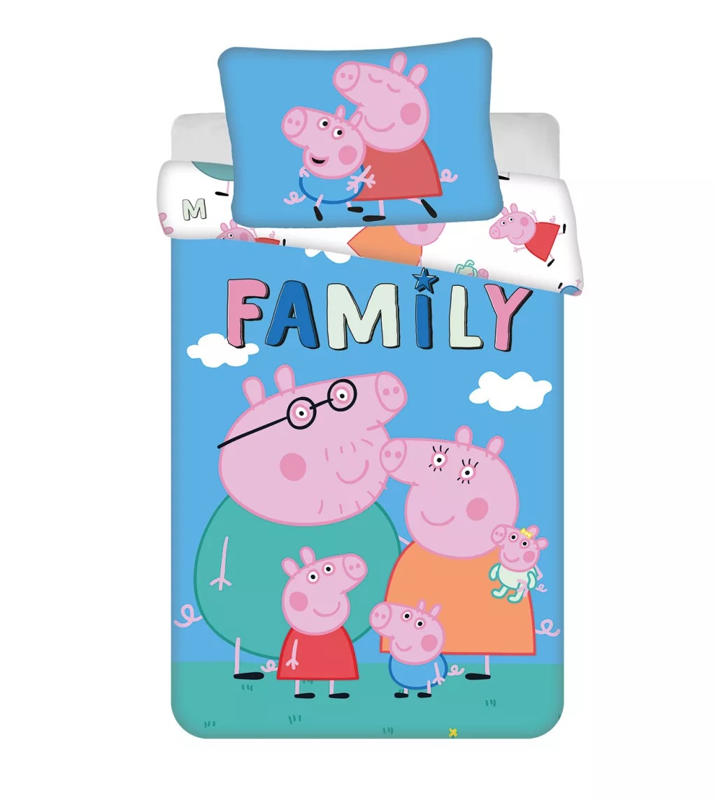 Obliečky do postieľky 100x135 PEPPA PIG rodina