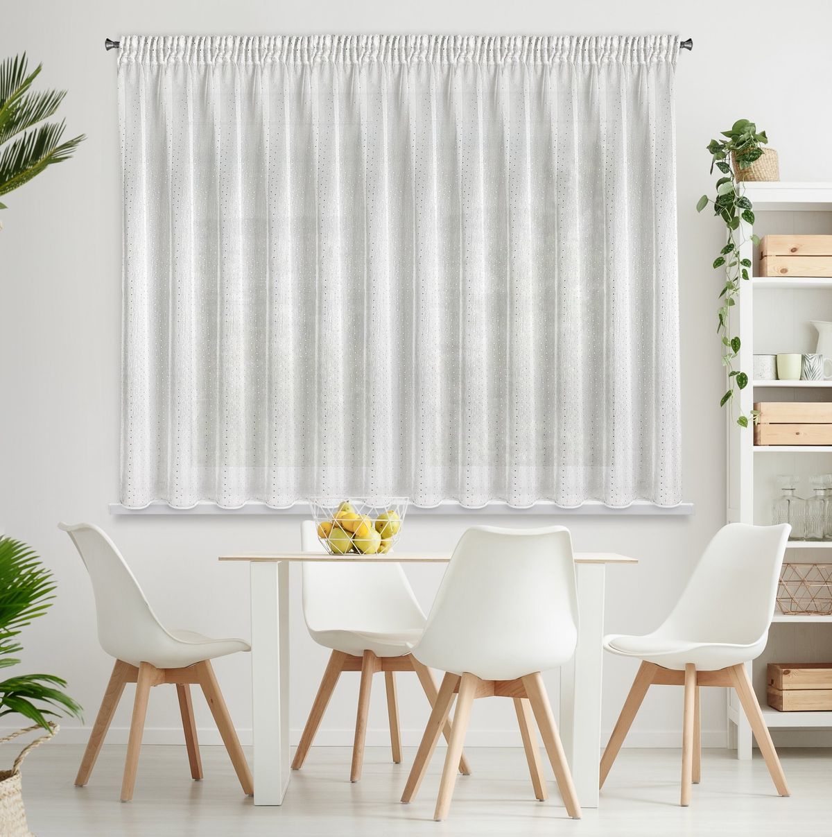 Záclona 300x150 SIBEL biela+strieborná- páska