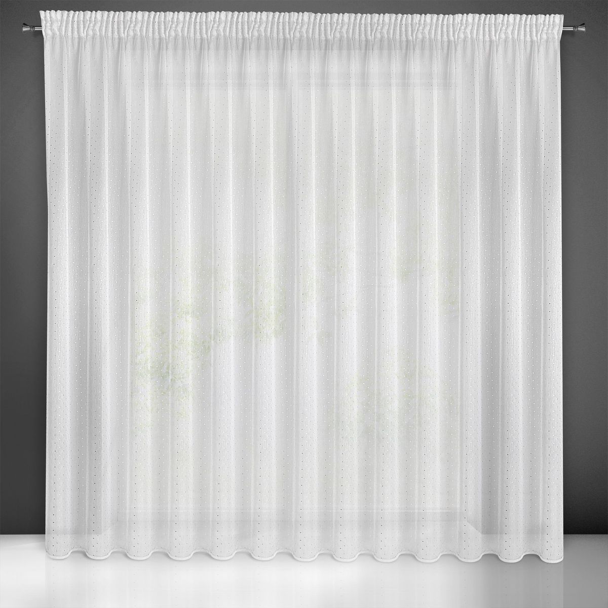 Záclona 300x250 SIBEL biela+strieborná- páska