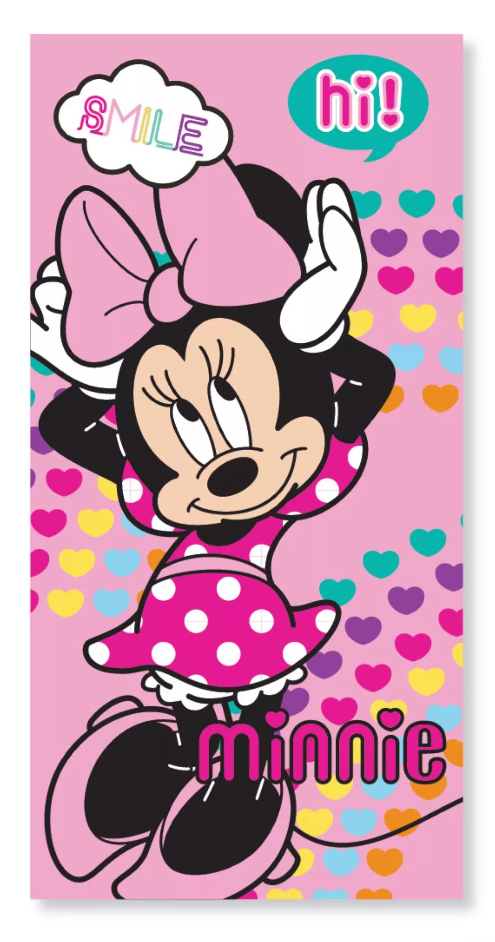 Detská osuška 70x137 MINNIE srdiečka - rýchloschnúca