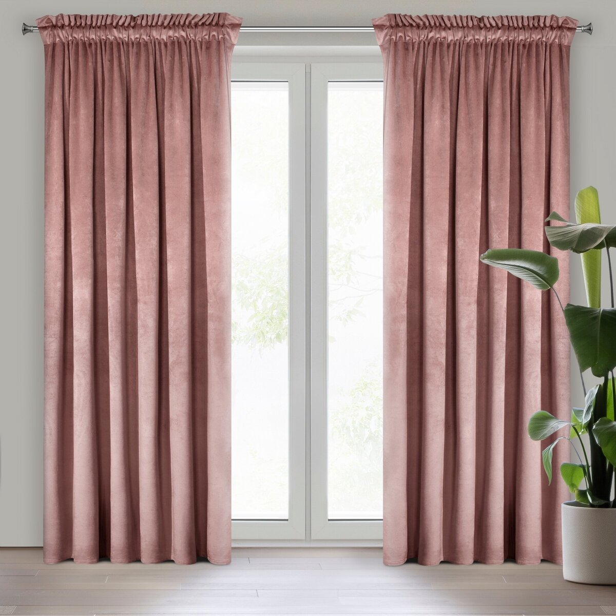 Zamatový záves 140x270 ROSA tmavoružová - páska