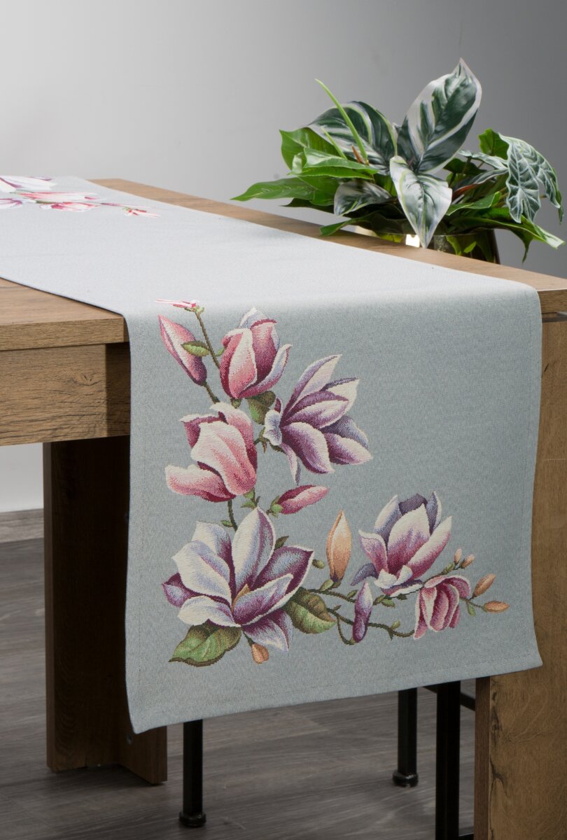 Gobelínový obrus 40x100 MAGNOLIA šedá