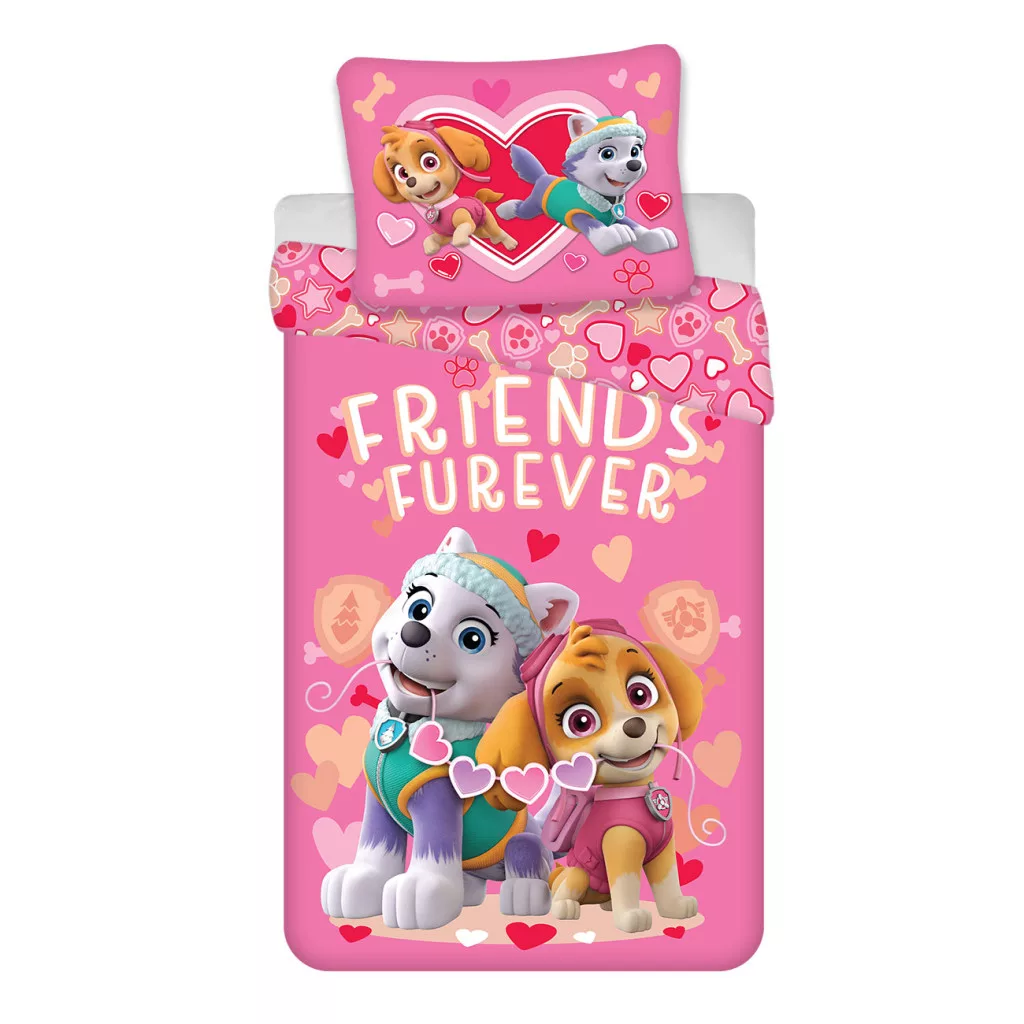 Detské obliečky do postieľky 100x135 PAW PATROL srdcia