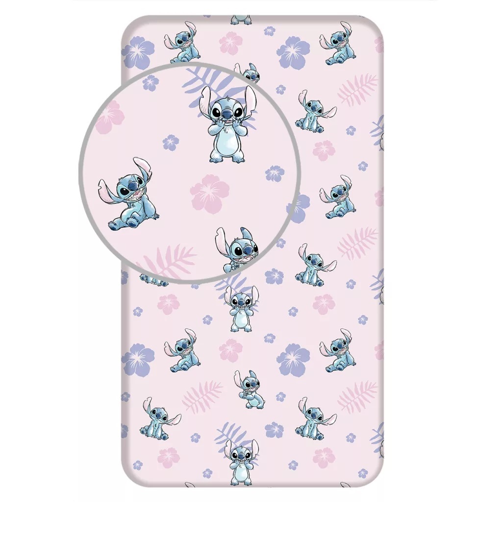 Detská plachta 90x200 LILO A STITCH ružová