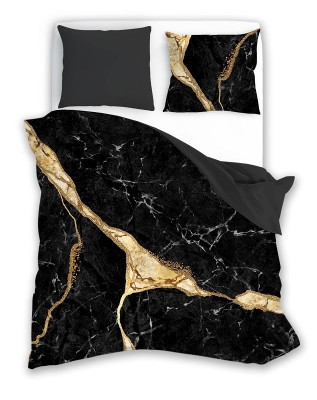 Saténové obliečky 140x200 MINERALS čierne