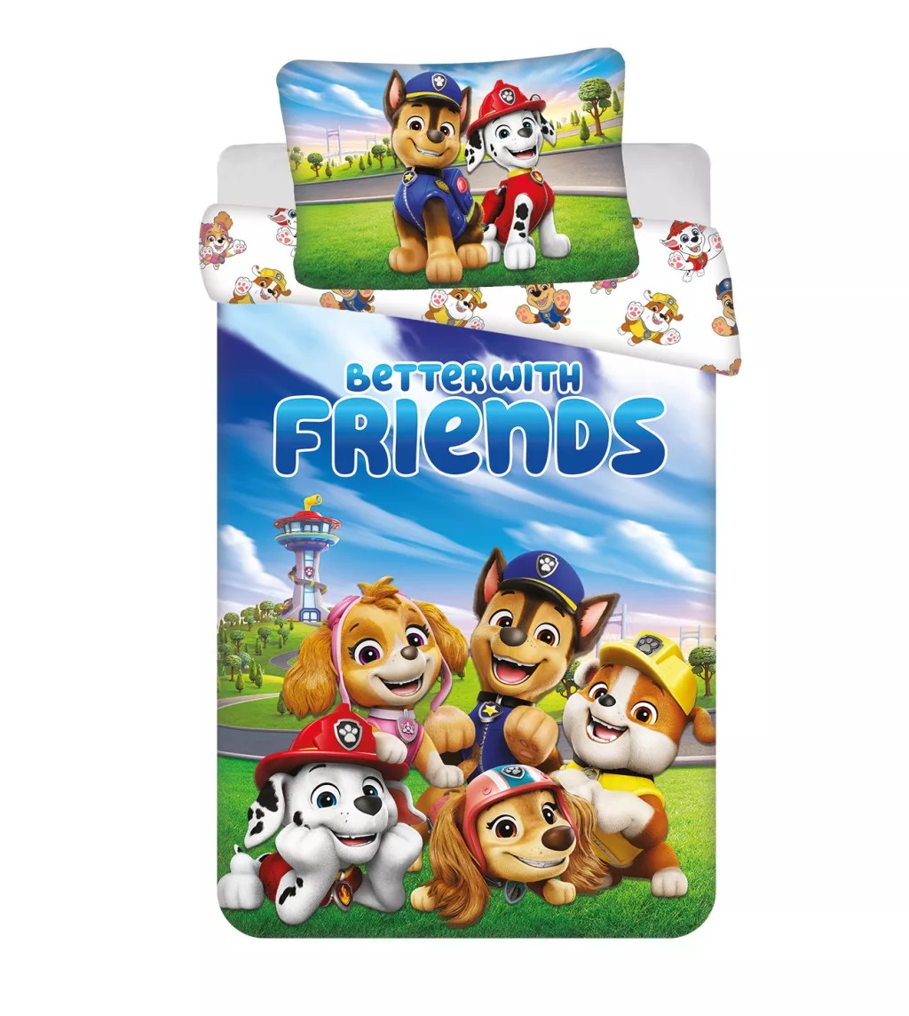 Detské obliečky do postieľky 100x135 PAW PATROL kamaráti