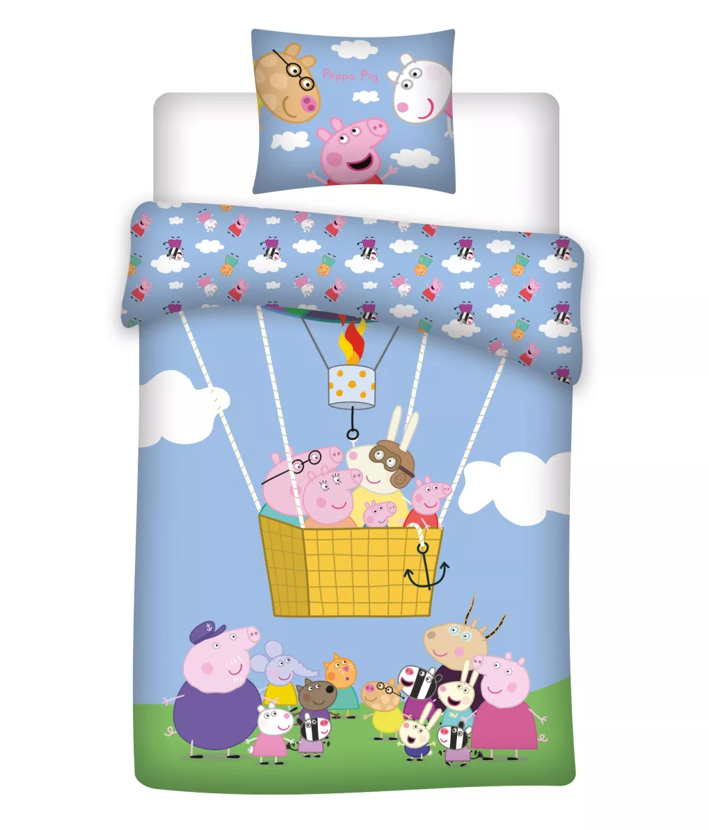 Obliečky do postieľky 100x140 PEPPA PIG balón