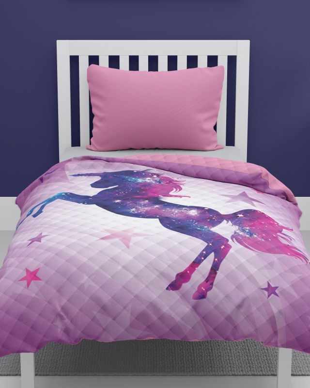 Detský prehoz na posteľ 170x210 JEDNOROŽEC pink