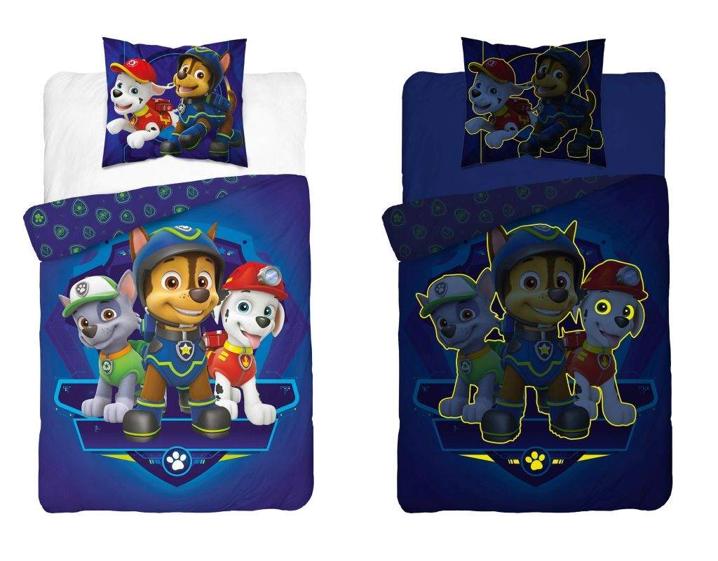 Detské obliečky 140x200 PAW PATROL modrá - svietiace