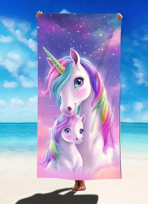Detská osuška 70x150 JEDNOROŽCE (rýchloschnúca)