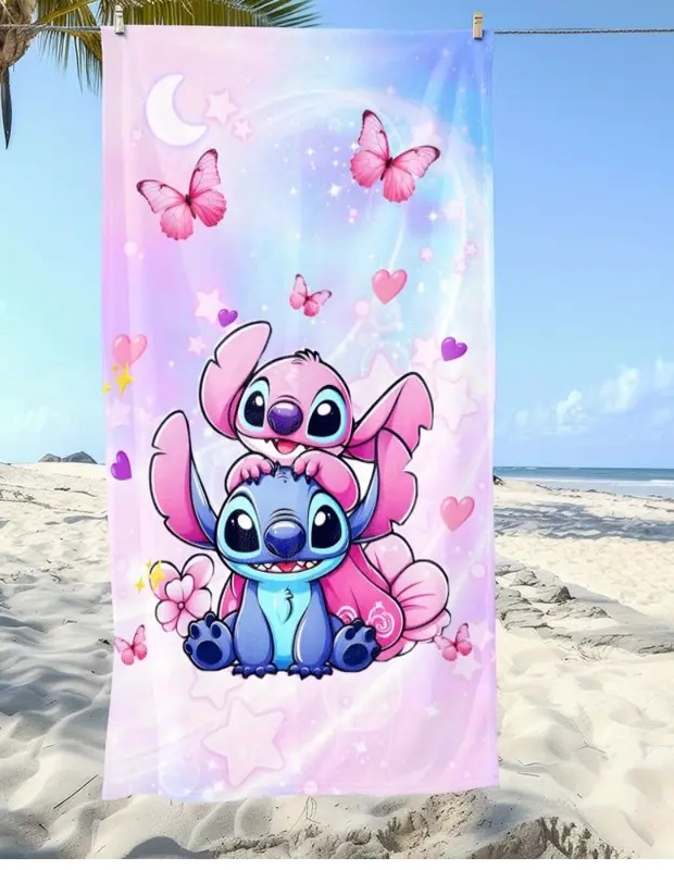 Osuška 70x150 LILO A STITCH motýliky (rýchloschnúca)