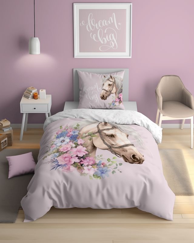 Detské obliečky 140x200 KÔŇ romantic - svietiace